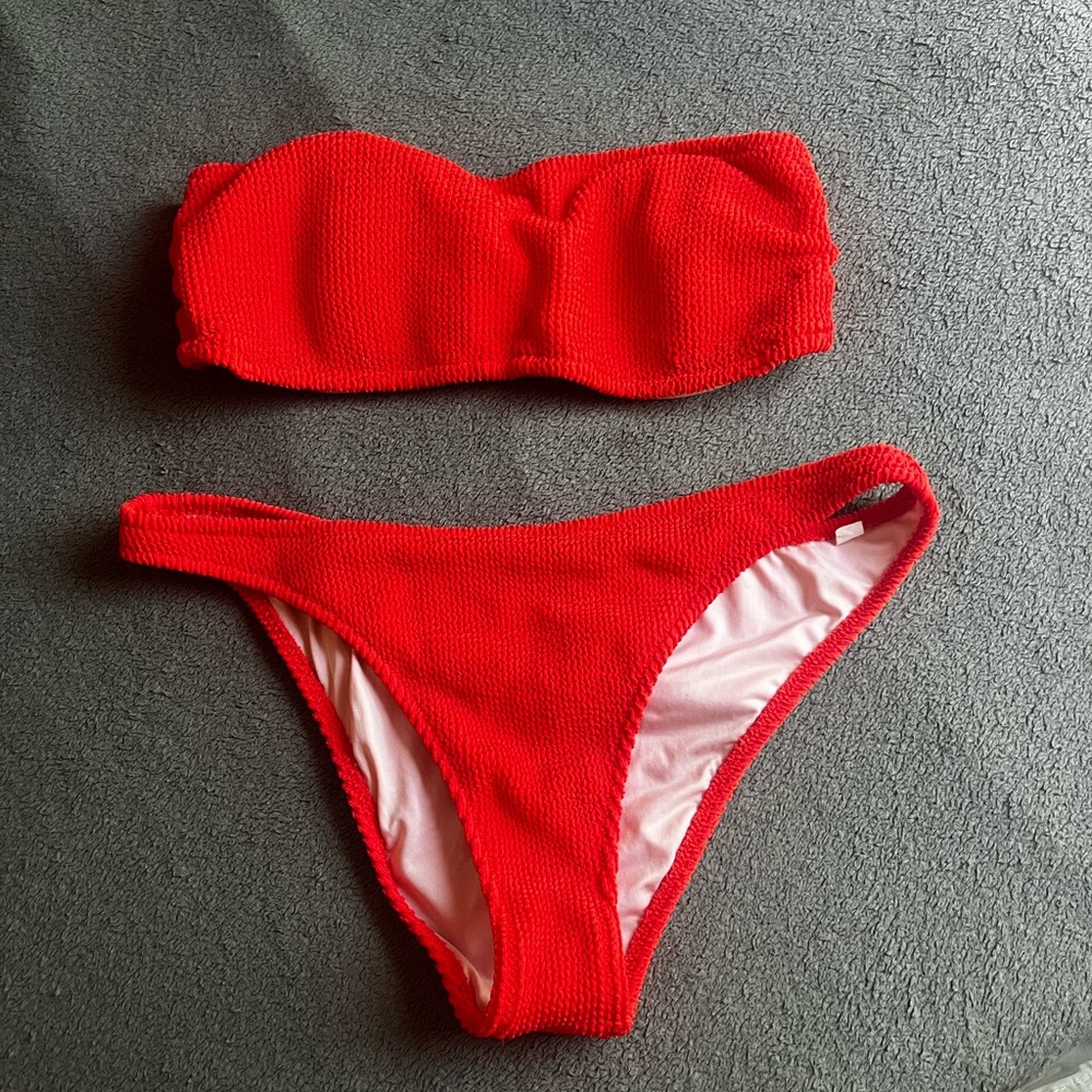 Red Bandeau Bikini Set